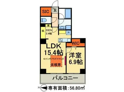 ロイヤルパークスタワー南千住(1SLDK/23階)の間取り写真