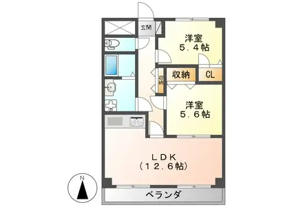 アフィットナカシマ(2LDK/2階)の間取り写真