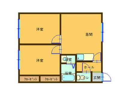ニューハイツA(2LDK/1階)の間取り写真