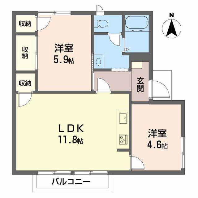 フレグランスいしや(2LDK/2階)の間取り写真