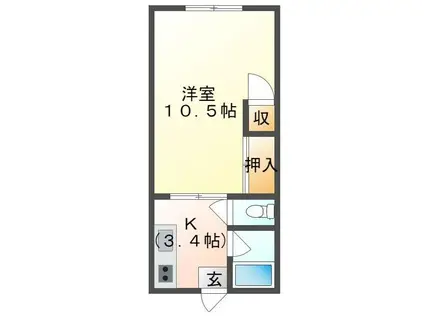 トーデンハイツI(1K/1階)の間取り写真