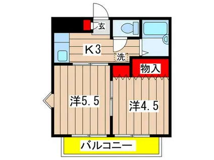 イリス日吉(2K/1階)の間取り写真