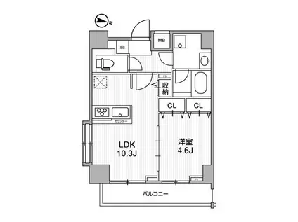 ルニック錦糸町(1LDK/4階)の間取り写真
