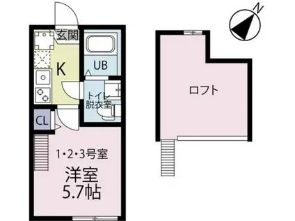 LIL GRANDE 川崎(1K/1階)の間取り写真