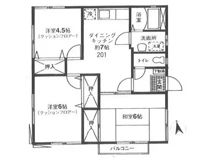 サンコート(3DK/2階)の間取り写真