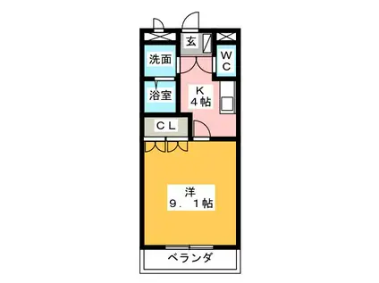 カンタベリーIV(1K/3階)の間取り写真