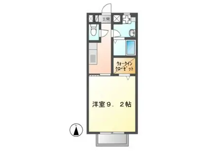 ウインズ御門A(1K/2階)の間取り写真