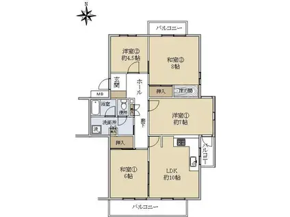 千里緑丘 37号棟(4LDK/4階)の間取り写真