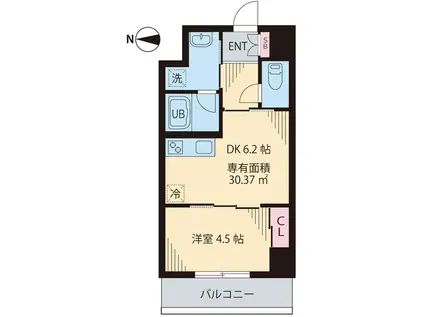 FARFALLA(1DK/6階)の間取り写真