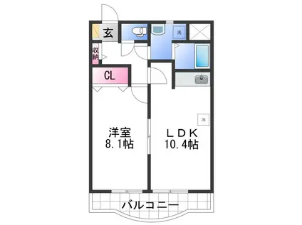 メゾン浜の宮II(1LDK/4階)の間取り写真