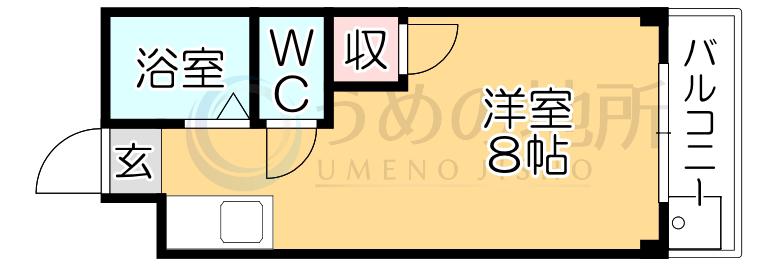 コーポラスK(ワンルーム/1階)の間取り写真