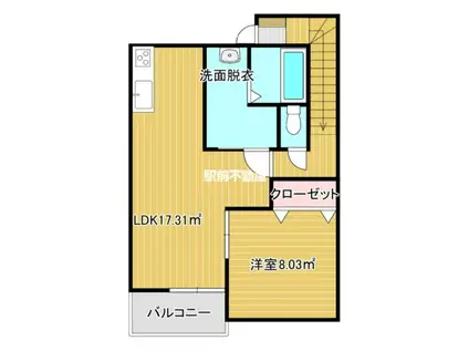 アテレーゼONE西町(1LDK/2階)の間取り写真