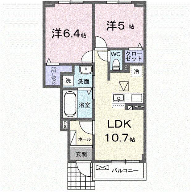 ティール(2LDK/1階)の間取り写真