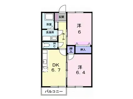 エスペランサ(2DK/2階)の間取り写真