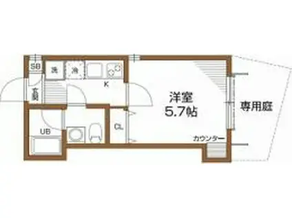 グリュックスクレーー西つつじヶ丘2丁目-(1K/1階)の間取り写真