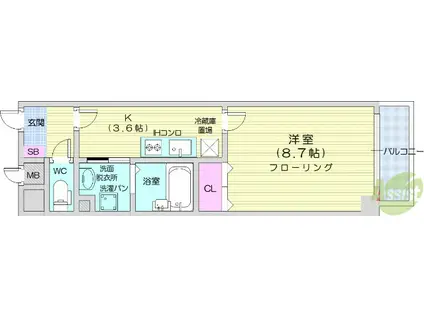 SANKYO国分町ビル(1K/10階)の間取り写真
