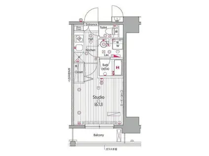ガーラ・ヴィスタ横濱西口(1K/7階)の間取り写真