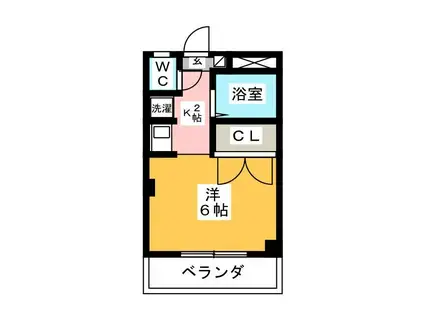 ドエルダイヤフィールド(1K/2階)の間取り写真