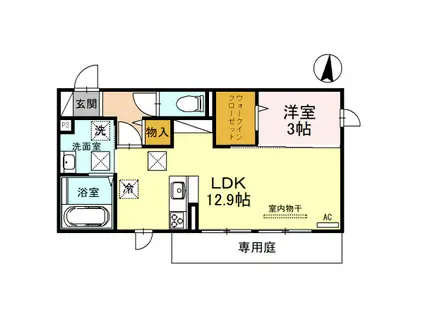 スカイミット平成(1LDK/1階)の間取り写真