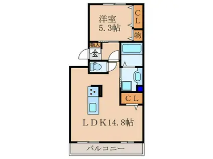 カーサ ルミノサ ドゥーエ(1LDK/1階)の間取り写真