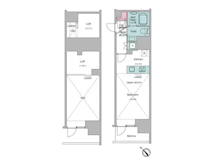 クロスレジデンス大崎(ワンルーム/2階)の間取り写真