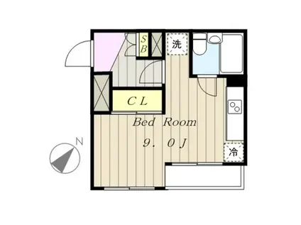 ティーズガーデン稲城(ワンルーム/4階)の間取り写真