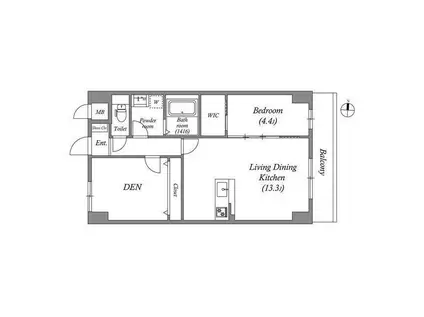 GROOVE豊中レジデンス(1SLDK/8階)の間取り写真