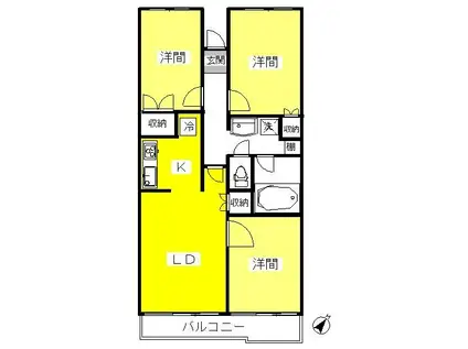 北千住スカイハイツ(3LDK/4階)の間取り写真