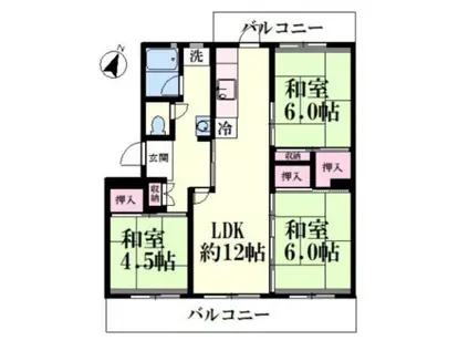 永山ハイツ(3LDK/9階)の間取り写真