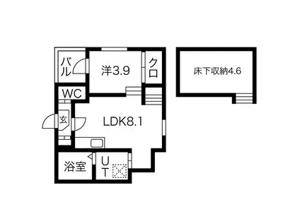 ハーモニーテラス千種II(1LDK/1階)の間取り写真