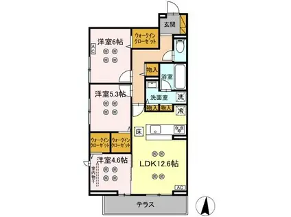 ローテ ベルク(3LDK/1階)の間取り写真