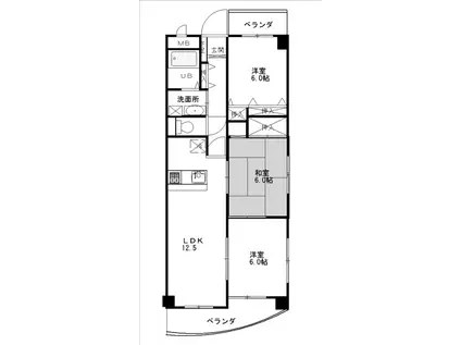 ハイフラッツ213(3LDK/8階)の間取り写真