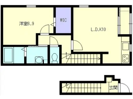 ラフィネ三和(1LDK/2階)の間取り写真