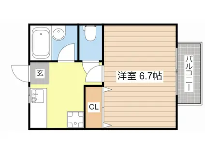 ハスアーユ(1K/1階)の間取り写真