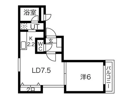 ノヴァ円山公園(1DK/2階)の間取り写真