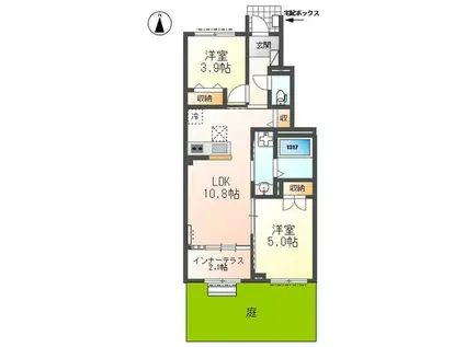 ガーデン中新町(2LDK/1階)の間取り写真