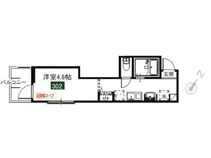 メルディア与野II(1K/3階)の間取り写真
