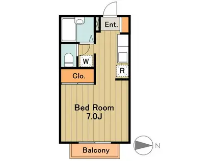 ペルレ2(1K/2階)の間取り写真