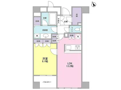 グランカーサ銀座イースト(1LDK/12階)の間取り写真