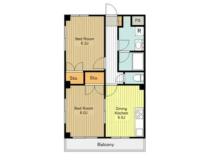 アクアメゾン(2LDK/2階)の間取り写真