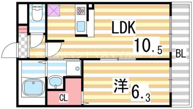 アムール八籏(1LDK/1階)の間取り写真