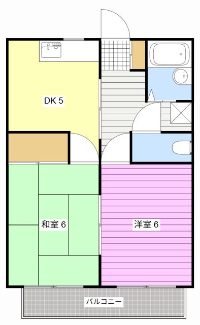 真中アパート(2DK/2階)の間取り写真
