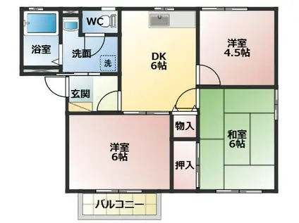 ファミールTAGAYA E棟(3DK/1階)の間取り写真