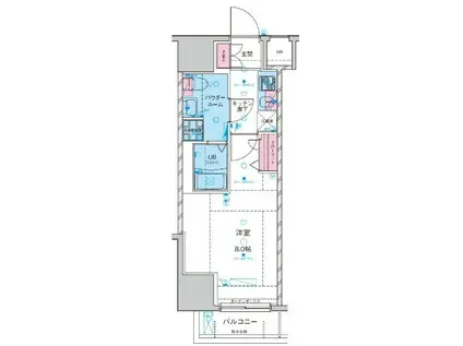 ジェノヴィア浅草駅前スカイガーデン(1K/12階)の間取り写真