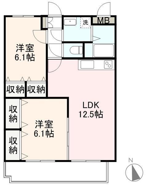 ブレイン鬼無(2LDK/1階)の間取り写真