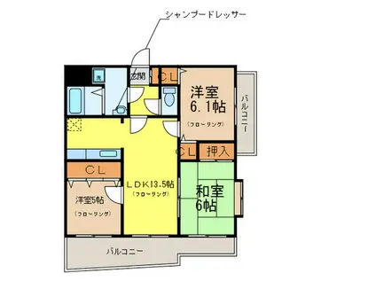 OAK VILLA野多目レジデンス(3LDK/3階)の間取り写真