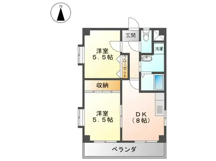 エクセル加藤(2DK/2階)の間取り写真