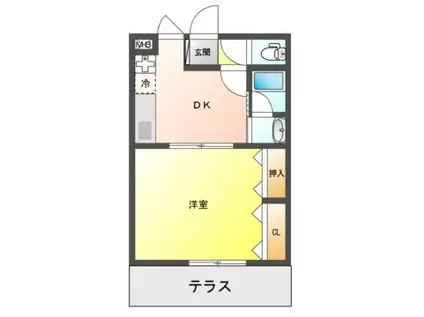 クレールA(1DK/2階)の間取り写真
