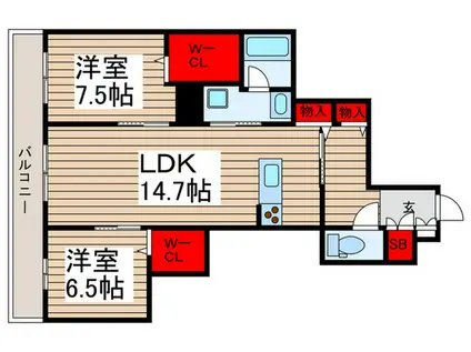 ルミノサ・ファミリアA(2LDK/3階)の間取り写真