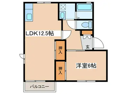 コーポ花水木B(1LDK/2階)の間取り写真